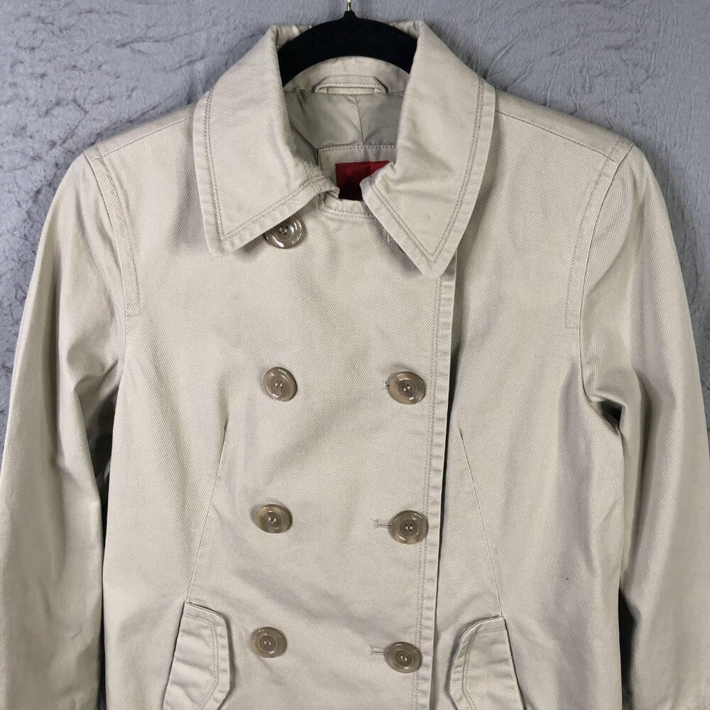 Esprit Jacket Womens Medium Beige Double Breasted Military Y2K Preppy Peacoat - Picture 10 of 16